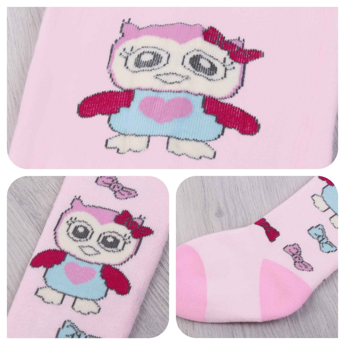 L&K-II 2756 Thermal Tights Baby Girl Various Designs Cotton Pack of 4