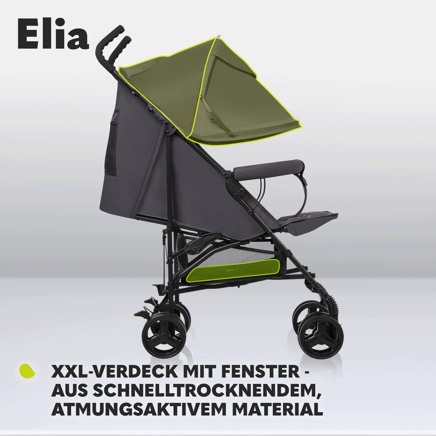LIONELO Elia Buggy Small Foldable Pushchair up to 15 kg, Back and Footrest Adjustment, Rear Wheel Brake, Mosquito Net, Shopping Basket - Meloni2