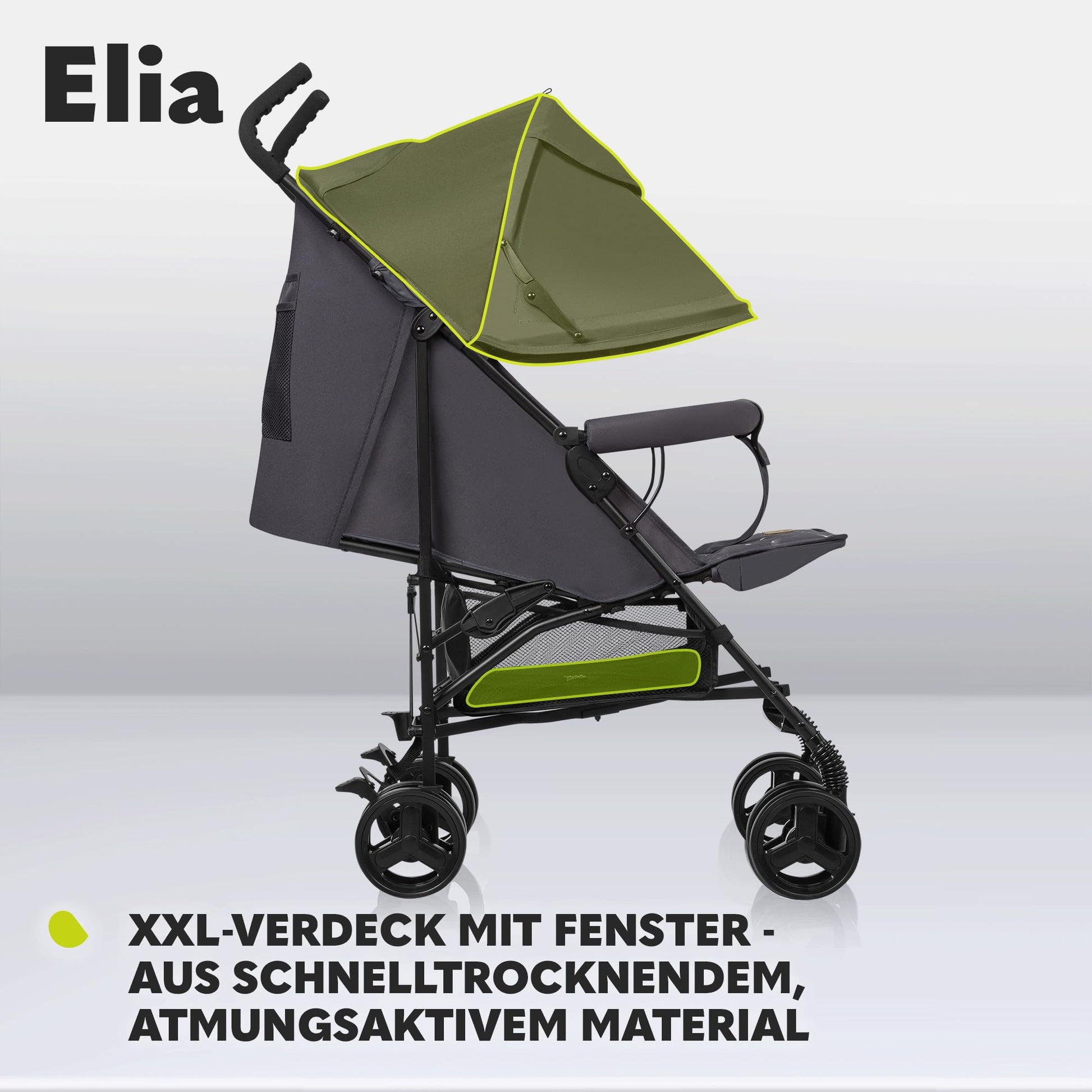 LIONELO Elia Buggy Small Foldable Pushchair up to 15 kg, Back and Footrest Adjustment, Rear Wheel Brake, Mosquito Net, Shopping Basket - Meloni2