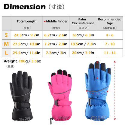 TRIWONDER Children's Ski Gloves, Thermal Fleece Gloves, Warm Winter Gloves for Boys and Girls