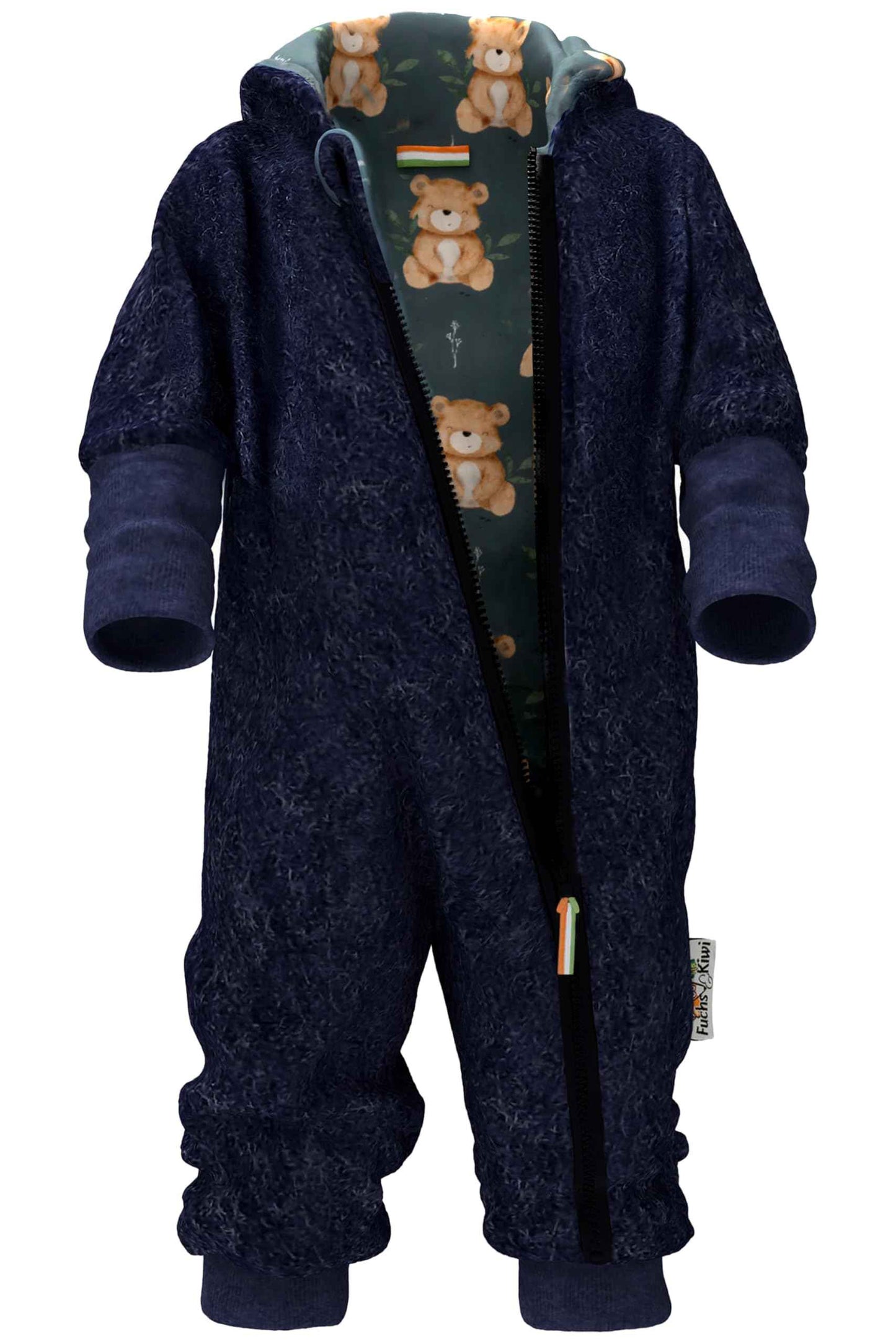 Fuchs & Kiwi Walkoverall Baby Boys - Natural Virgin Wool & Jersey Lining - Oeko-Tex, Skin-Friendly - Handmade in Berlin - Wool Walk Overall Baby & Toddler - Winter & Autumn