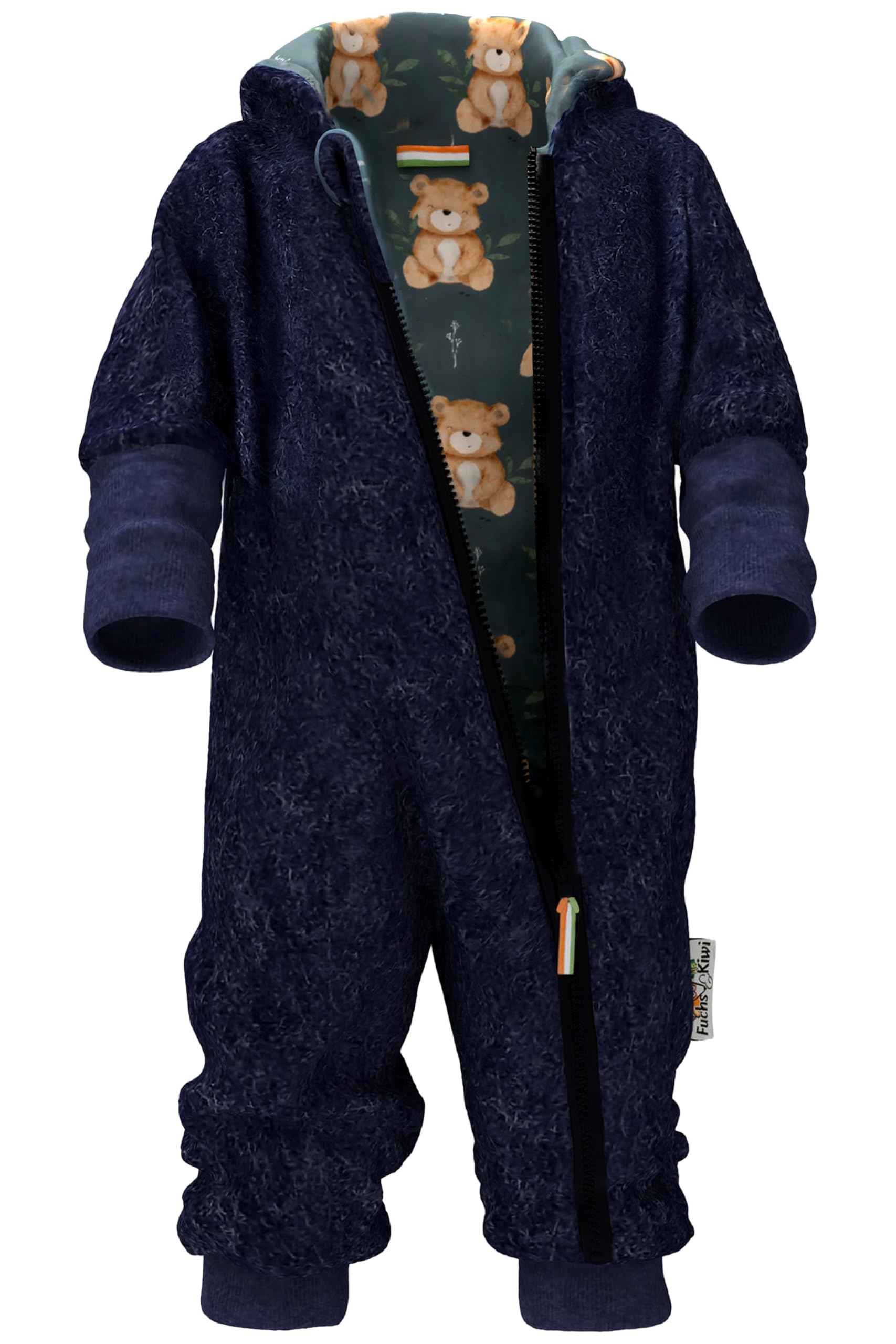 Fuchs & Kiwi Walkoverall Baby Boys - Natural Virgin Wool & Jersey Lining - Oeko-Tex, Skin-Friendly - Handmade in Berlin - Wool Walk Overall Baby & Toddler - Winter & Autumn