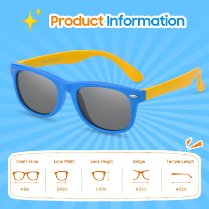 Nlieanuc Children's Sunglasses 3-10 Years for Boys Girls Polarised Children's Sunglasses UV400 Protection with Rubber Frame