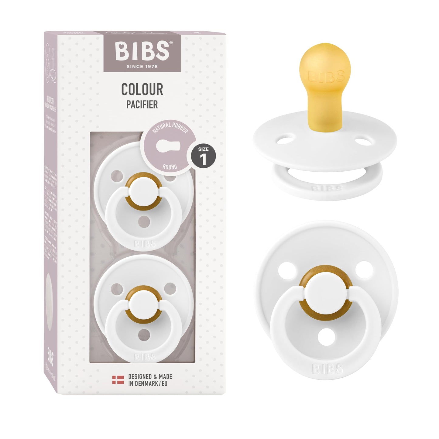 BIBS Colour Schnuller 2er-Pack, BPA-frei, Kirschform Nippel. Naturkautschuk/Latex, Hergestellt in Dänemark. Größe 2 | 6+ Monate | 2-Pack, Coral/Ruby