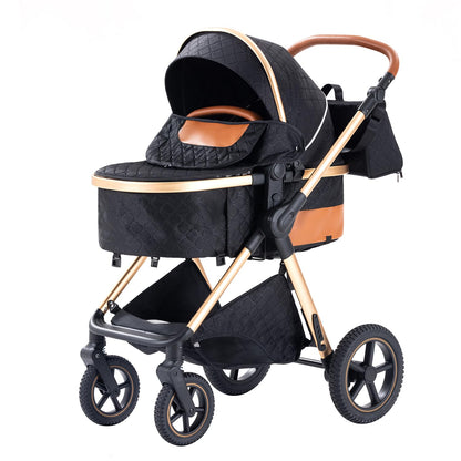 BEBBY 3-in-1 Kinderwagen KombiKinderwagen-Set 2-in-1 Buggy faltbar Luxus Hochlandschaft Neugeborenes Tragbarer Kinderwagen Zusammenklappbarer Kinderwagen Kinderwagen Travel System (D2-DEEPGREY)
