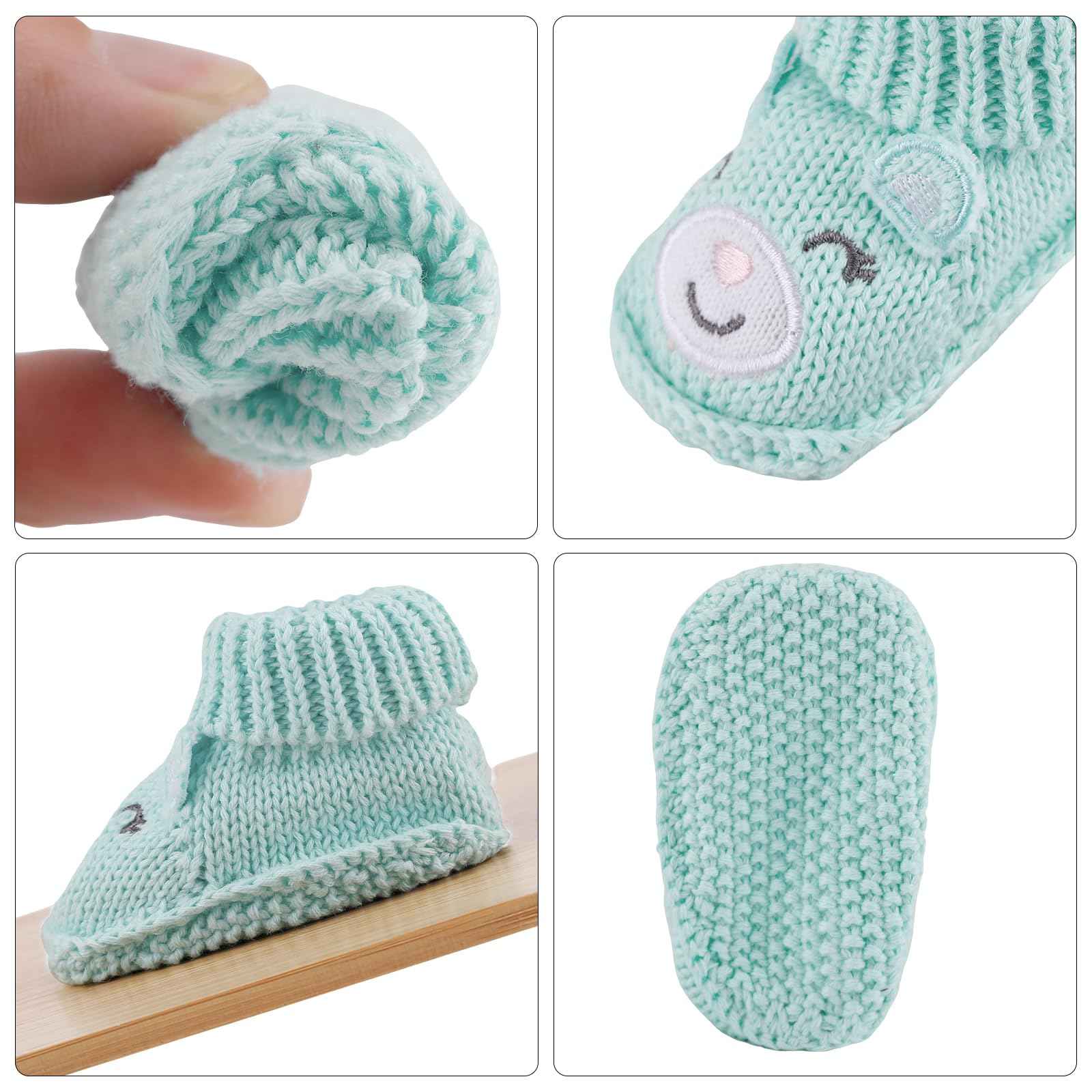 LACOFIA 2 Pairs Newborn Knitted Baby Shoes Soft Baby Boys Girls Ankle Boots 0-3 Months