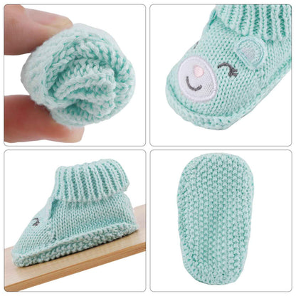 LACOFIA 2 Pairs Newborn Knitted Baby Shoes Soft Baby Boys Girls Ankle Boots 0-3 Months
