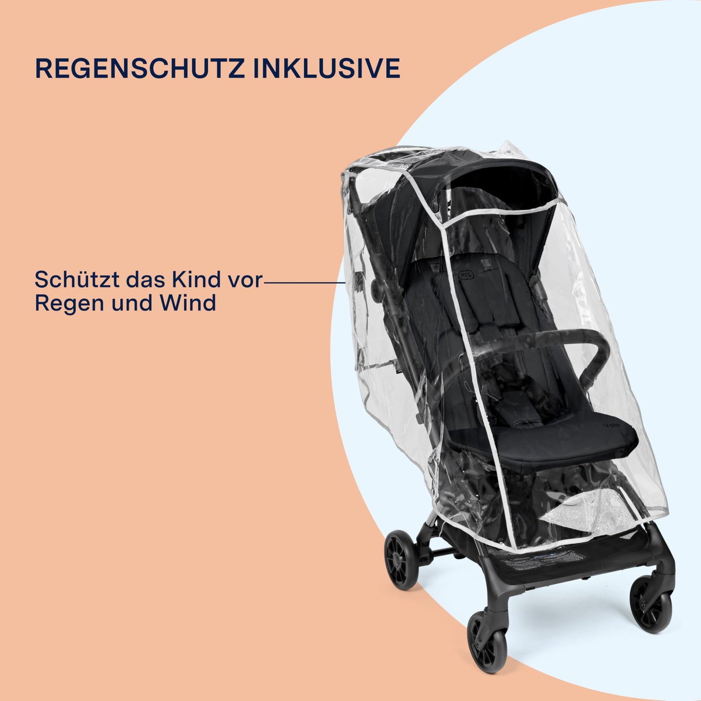 PEG Leichter Buggy Volo mit Regenschutz, Handgepäckgröße, Flugzeuggeeignet, Kompakt, Ab Geburt bis 22 kg, Reisetasche Inklusive, Malva