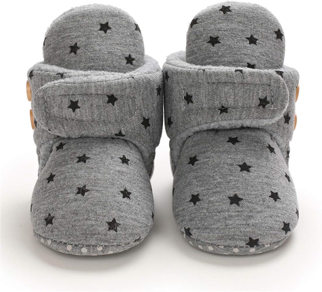 EDOTON Unisex-Baby Neugeborenes Fleece Booties, Baby Jungen Mädchen Weiche Sohlen Streifen Bootie Kleinkind Stiefel Niedlich Stiefel Socke Einstellbar