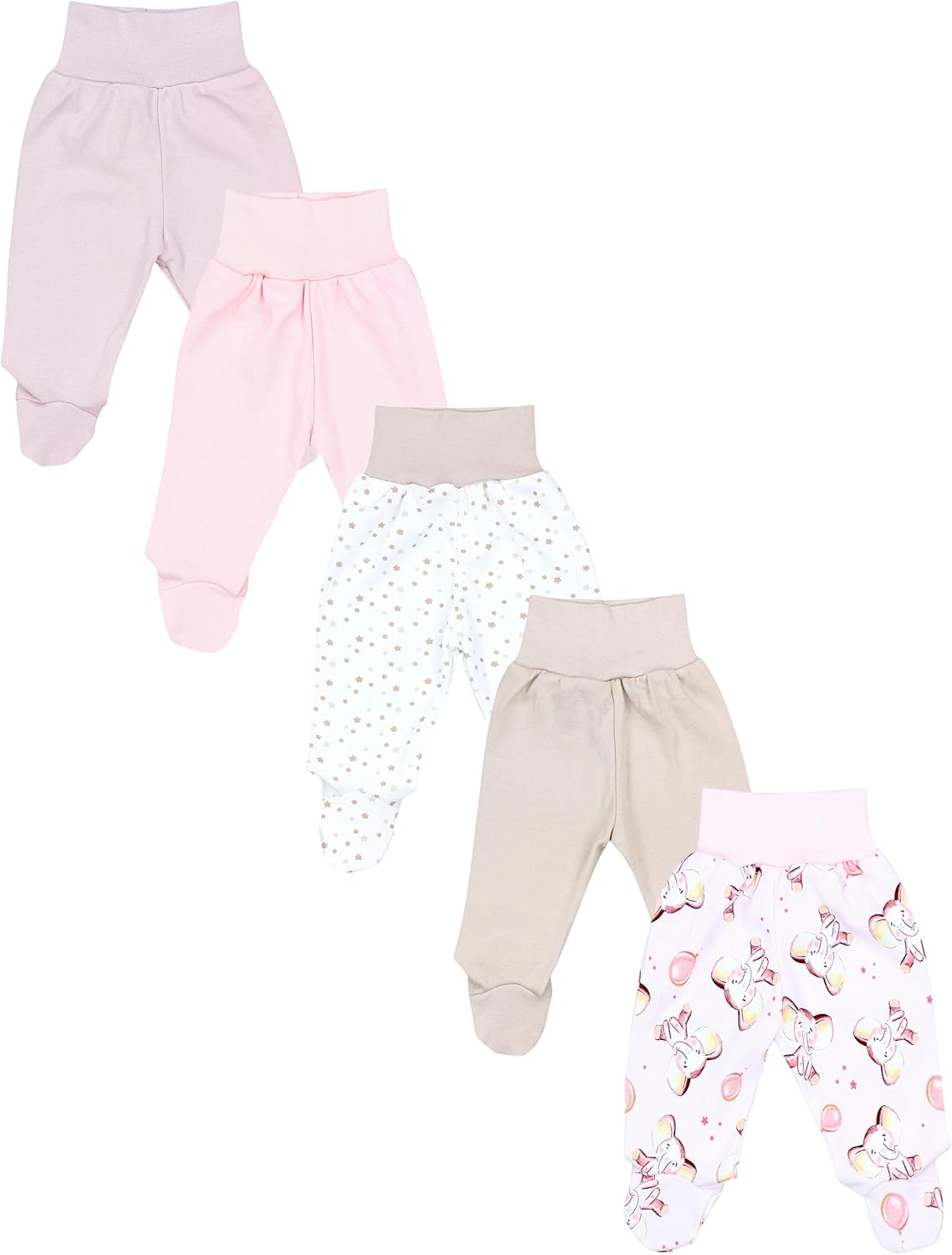 TupTam Baby Unisex Pants with Foot Colourful 5-Pack 