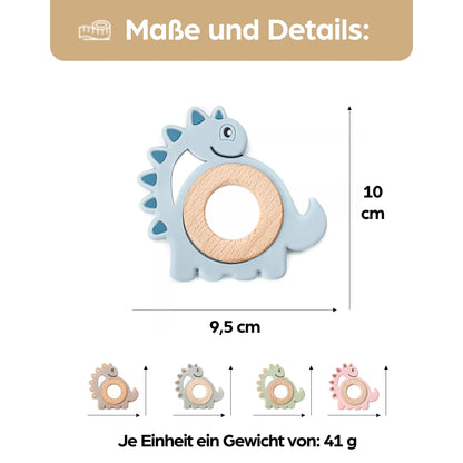 Schildkröte Beißring für Baby Natur Holz & Silikon Blau - Kauspielzeug, Zahnen-Hilfe & Greifling - Babyspielzeug Beissring Geschenk zur Geburt - Holz-Spielzeug nachhaltig, BPA-frei schadstofffrei