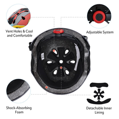 YOOXARMOR Fahrradhelm Kinder, Verstellbar Skaterhelm Reithelm für 3-5-8 Jungen und Mädchen Kinderfahrradhelm Leicht Einstellbar 50-54CM für Fahrrad Roller Skateboard Scooter