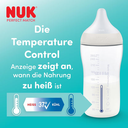 NUK First Choice+ Baby Bottle Starter Set | 0–6 months | 4 bottles with Temperature Control &amp; Bottle Box | Anti-Colic Air System | BPA-free | Disney Winnie the Pooh 