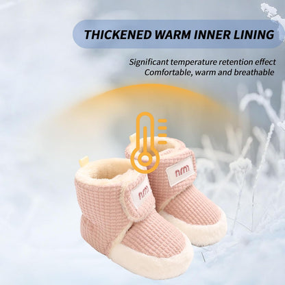 Baby Winter Shoes Warm Baby Shoes Winter Non-Slip Adjustable Newborn Snow Shoes First Walking Shoes Lined Thermal Fleece Crawling Shoes Slippers Winter Boots 0-18 Months 