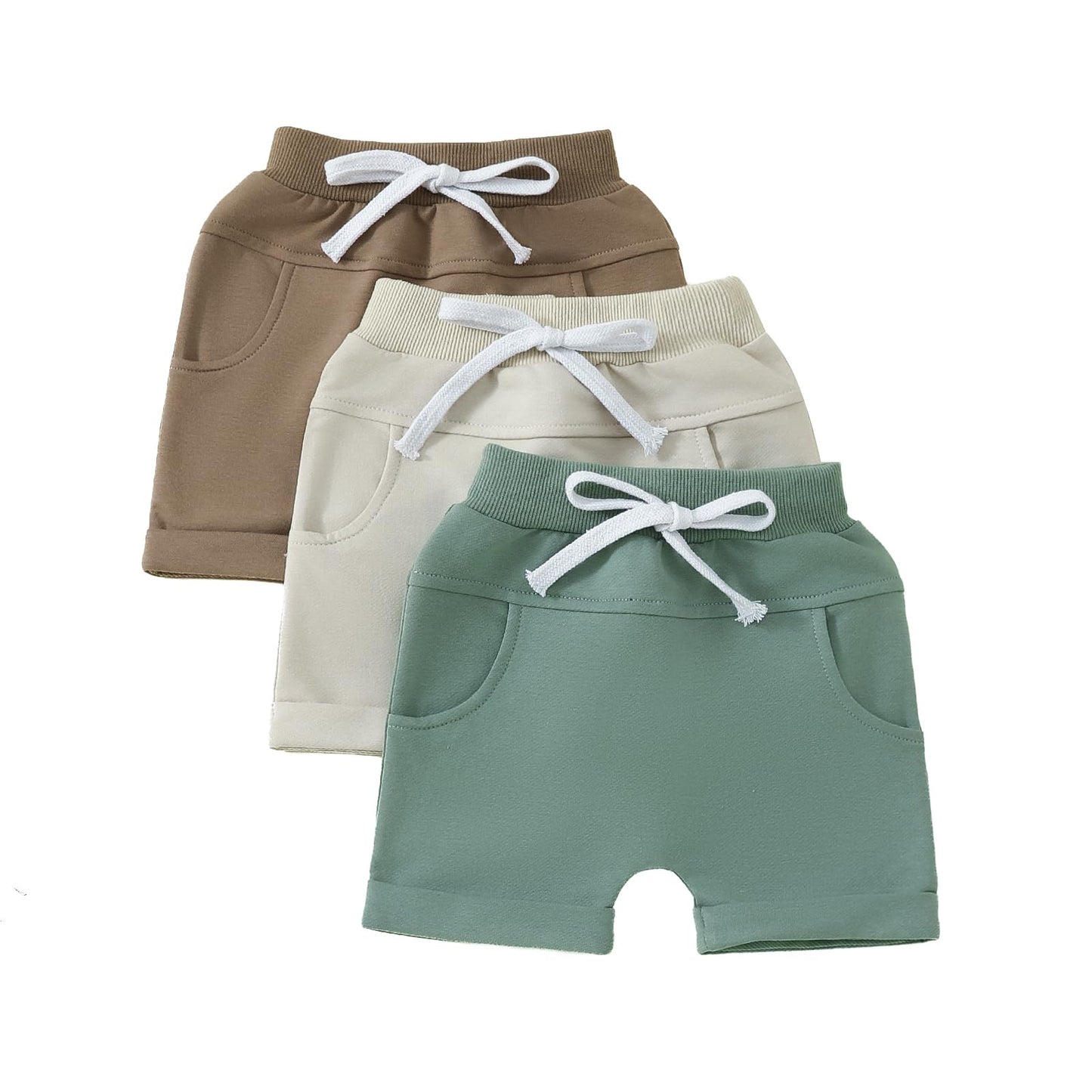 Himllauen Baby Jungen Shorts 3er-Pack Sommer Einfarbig Shorts 0-3 Jahre Kinder Kurze Hosen