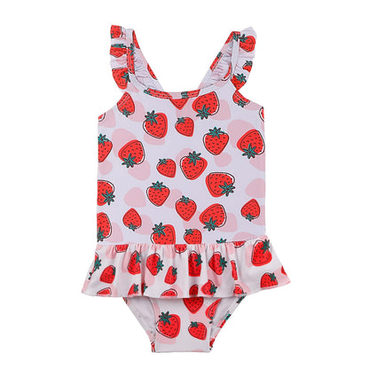 TIZAX Badeanzug für Mädchen Einteiliger Schwimmanzug Kleinkind Niedliche Rüschen Bademode Schnell trocknende Sommerferien Bikini für Kinder 2~7 Jahre