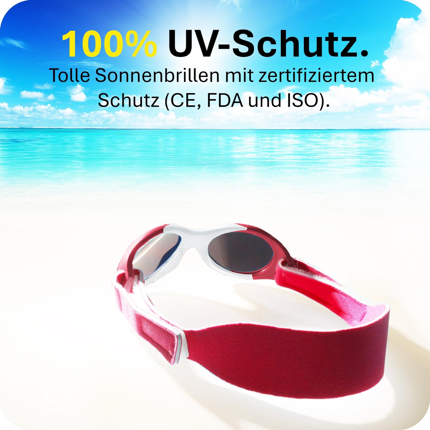 Mausito BABY Sonnenbrille 0-18 Monate Mädchen I VERGLEICHSSIEGER Sonnenbrille Baby 100% UV-Schutz I BIEGSAM & verstellbares Band I Schadstofffrei I Europäisches Design für Kinder gemacht