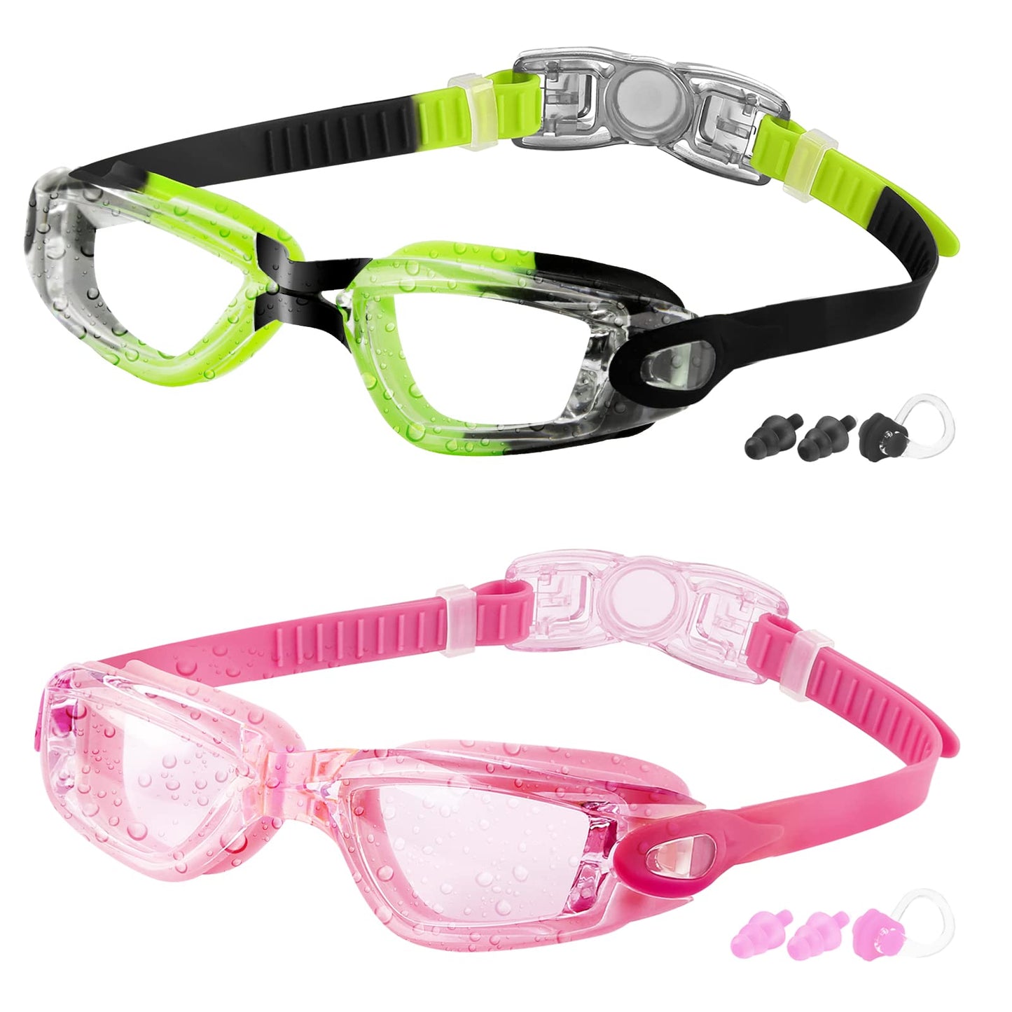 COOLOO Schwimmbrille Kinder, 2 Stück Schwimmbrille für Kinder Kind Jungen Mädchen Junior 3-15 Jahre,Anti-Fog,Kein Auslaufen