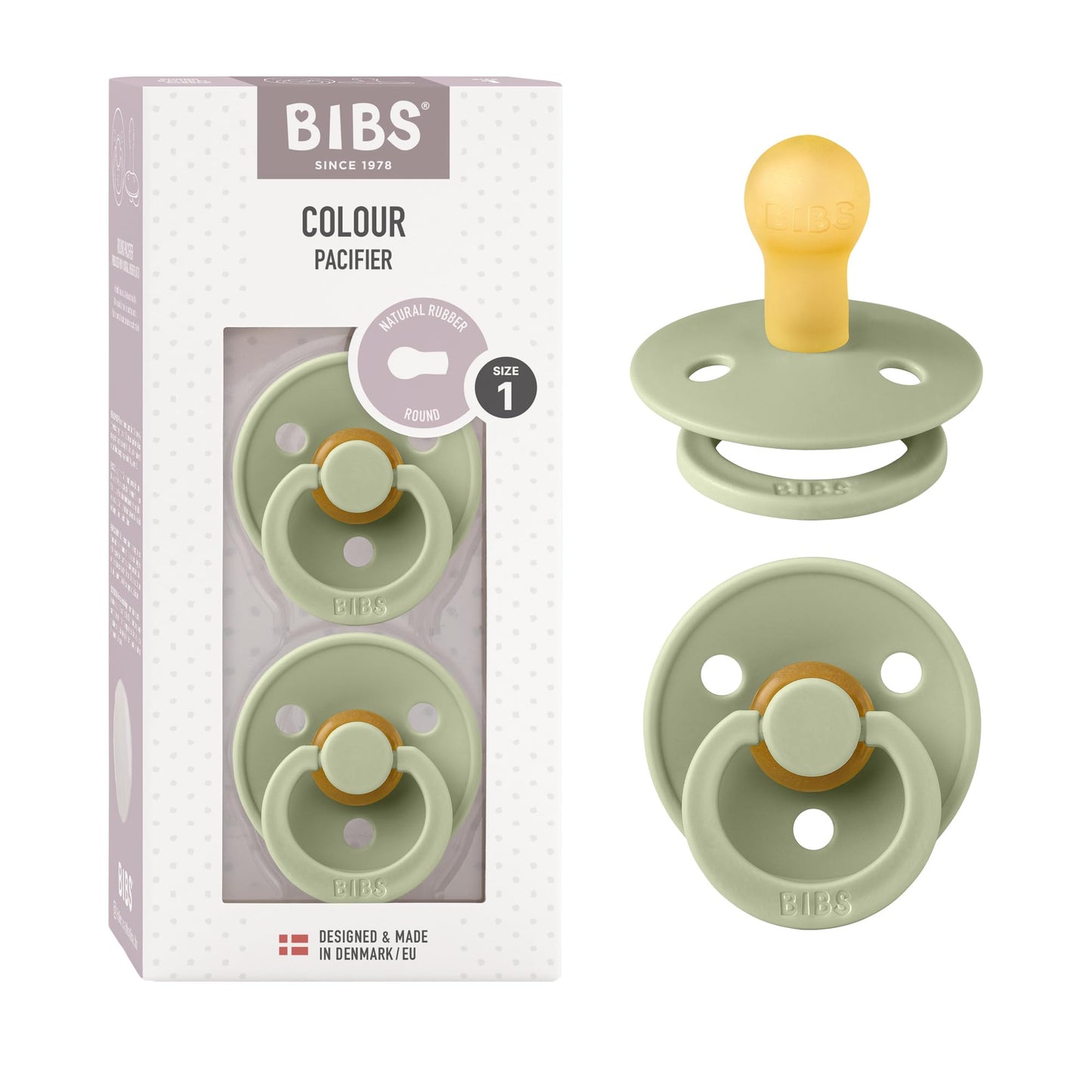 BIBS Colour Schnuller 2er-Pack, BPA-frei, Kirschform Nippel. Naturkautschuk/Latex, Hergestellt in Dänemark. Größe 2 | 6+ Monate | 2-Pack, Coral/Ruby