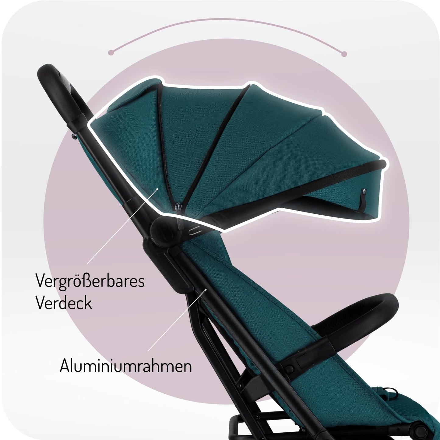 MoMi Kinderwagen ANDREA mit automatischem Faltsystem, bis 22 kg Körpergewicht, 5-Punkt-Sicherheitsgurt, Getränkehalter, Einkaufskorb, Tasche, Insekten- und Regenschutz, mit Zwillingsfunktion