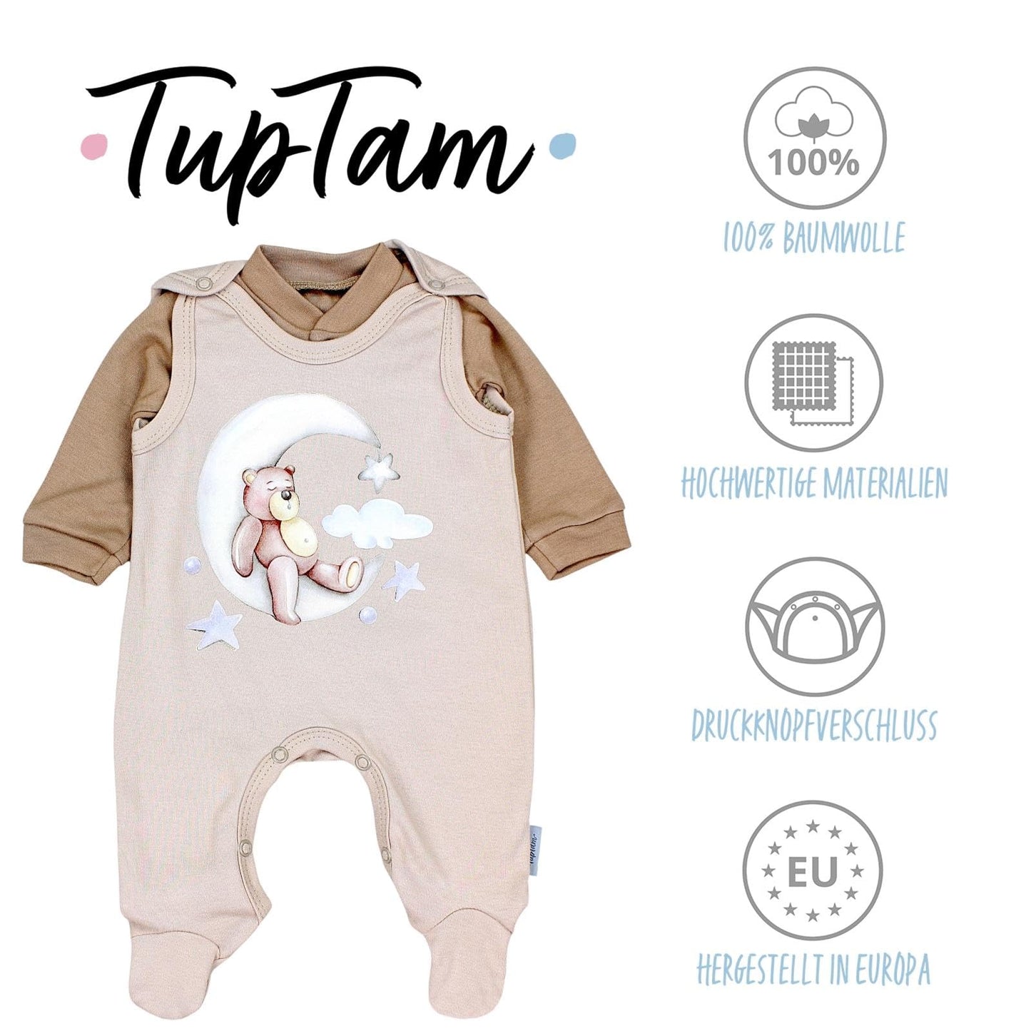 TupTam Baby Unisex Strampler Set mit bedrucktem Spruch, 2er-Pack