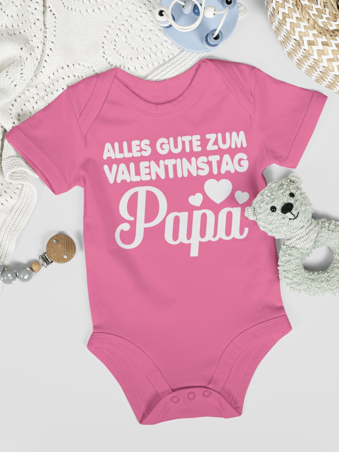 Baby Body Junge Mädchen - Partner - Alles gute zum Valentinstag Papa - weiß