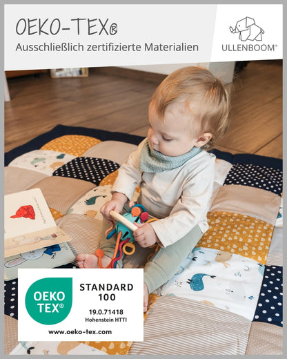 ULLENBOOM Krabbeldecke für Baby 100x100 cm, 100% OEKO-TEX Materialien, Made in EU, Dick & weich gepolstert, Sandblume - ideal als Babydecke, Laufgittereinlage & Spieldecke Baby