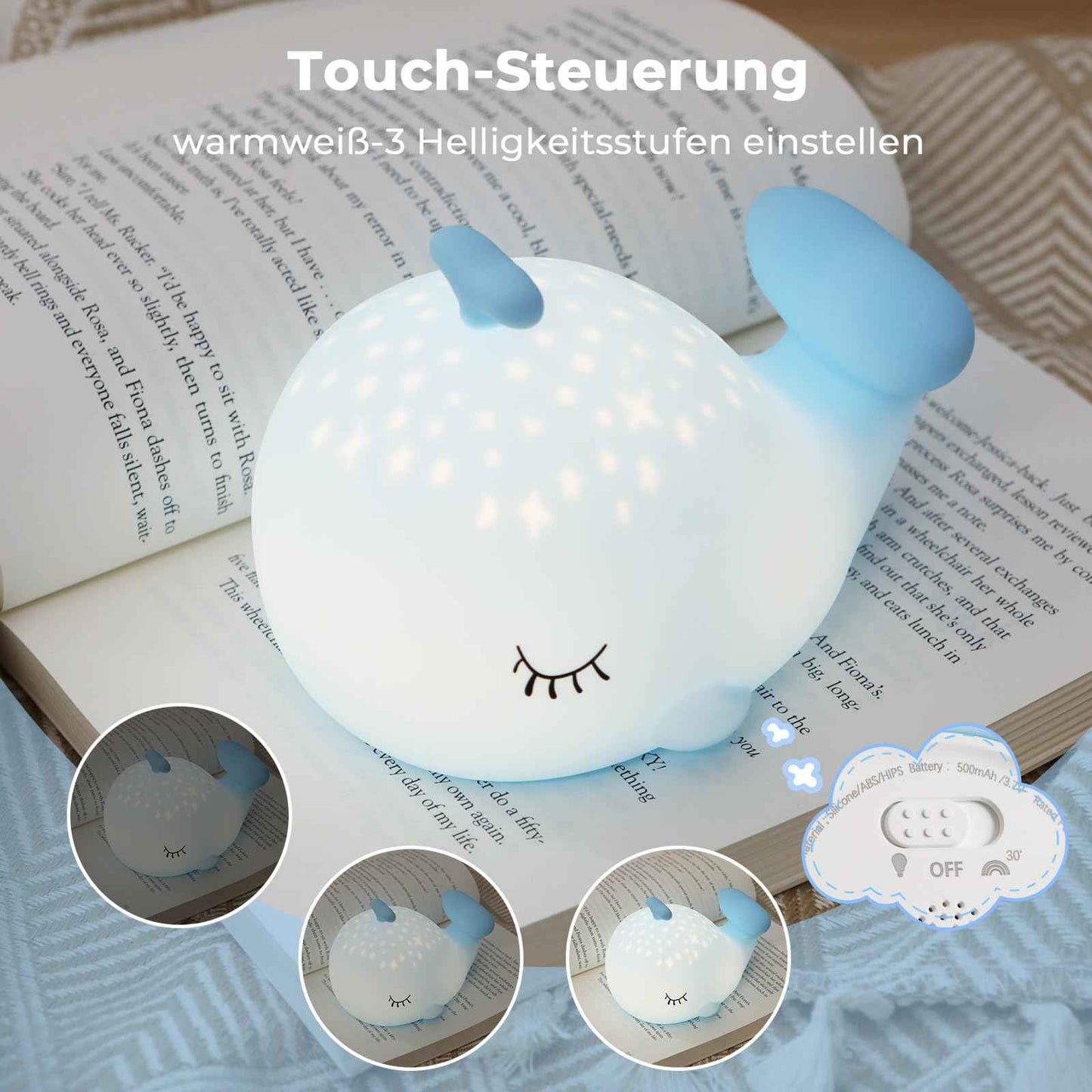 Nachtlicht Kinder Wal Silikon Nachtlicht Dimmbar RGB Tier Touch Aufladbare Kinderlicht Schlafzimmer Led Night Light Dekor Kinder Lampe Geschenke Für Mädchen Junge Weihnachtsgeschenke