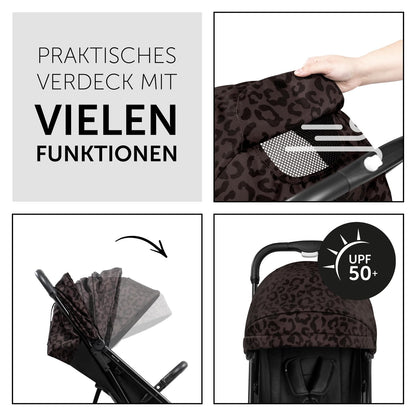 hauck Travel N Care, Dark Olive - Reise Buggy für Kinder ab Geburt bis 22 kg - mit Liegefunktion - Leicht 6,9 kg & Kompakt - Klein Zusammenklappbar - UPF 50+ - EVA Räder - Korb bis 3 kg