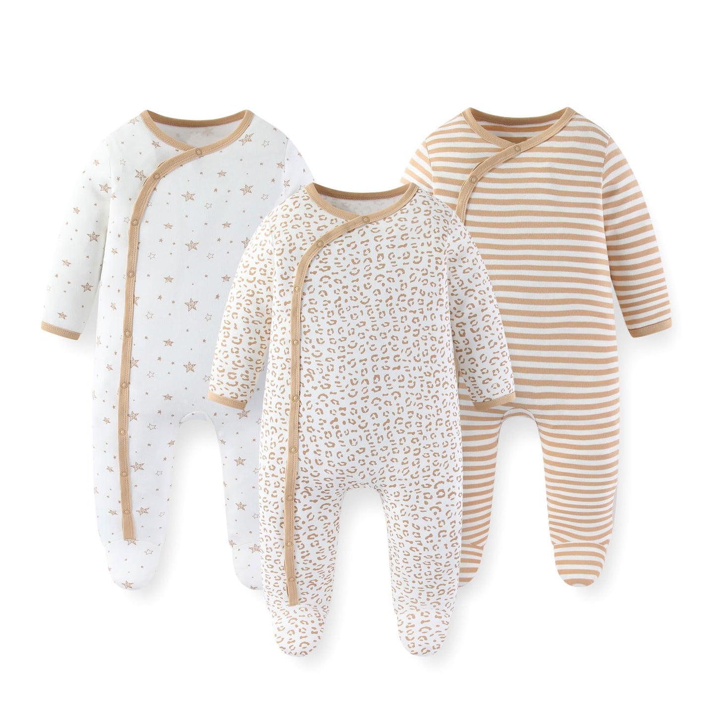 JELYLOVE Baumwolle Langarm Baby Jungen Mädchen Strampler 0-12 Monate Neugeborene Bekleidung 3er-Pack