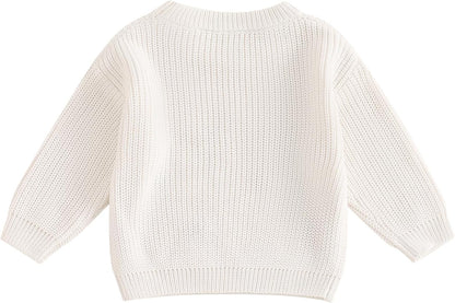 L&ieserram Baby Mädchen Jungen 1. Geburtstag Gestrickt Pullover Jumper Langarm Strickpullover Pulli Kleinkinder Kleidung Outfit Knitted Sweater 1 Jahr