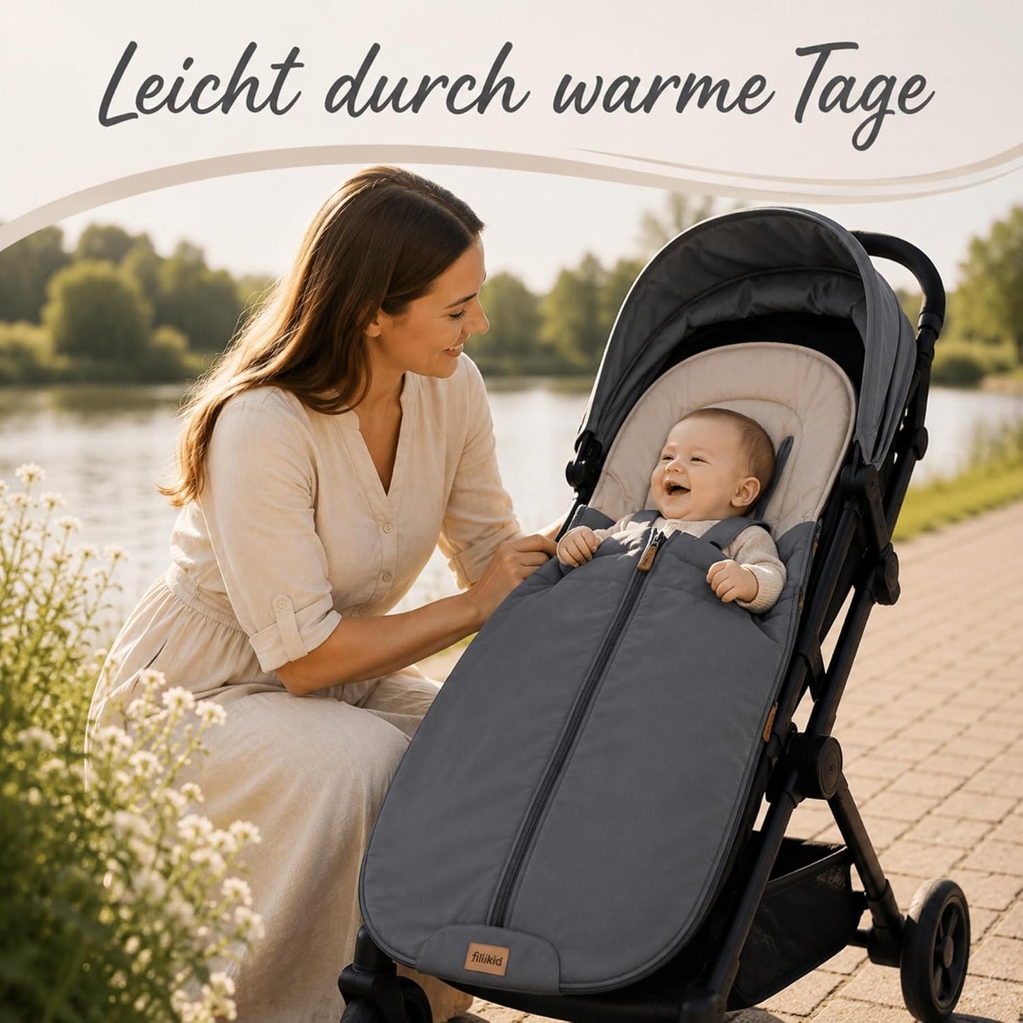 Babyfußsack Light Trend Exklusiv, 95x48cm | Leichter Sommer-Fußsack für Kinderwagen, Buggy & Sportwagen, Vorderteil abnehmbar, pflegeleicht