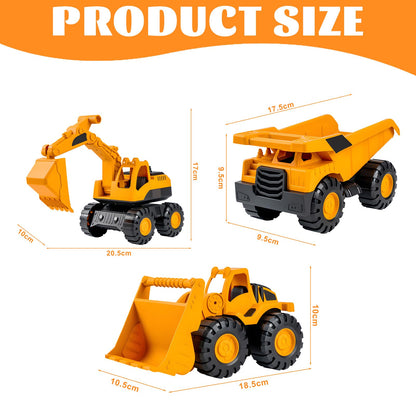 Set of 3 Sand Toy Digger Sandpit, Use Dump Truck Digger Beach Toy Car, Tyres Made of Soft Material, Play Stable Sand Toy from 1-5 Years, Girls, Boys, Summer Toy