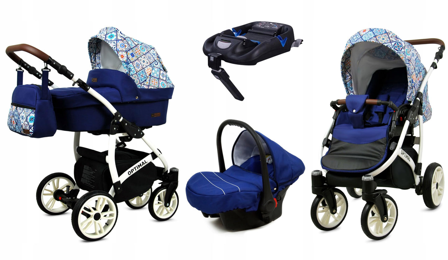 BabyLux® Kinderwagen Set 4 in 1 - Optimal - incl. Babywanne, Buggy Sportsitz, Auto-Babyschale, ISOFIX-Basisstation - Autositz - Kinderwagenset - Kombikinderwagen mit Wickeltasche usw.