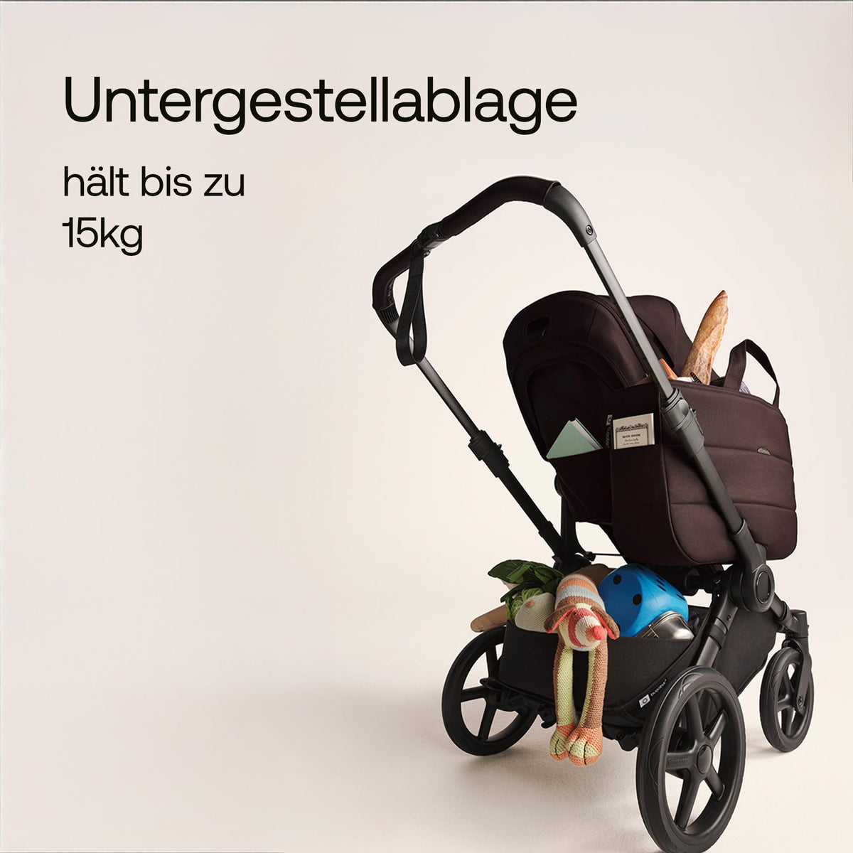Bugaboo Donkey 6 Single, 2-in-1-Kinderwagen, für Neugeborene & Kleinkinder | umbaubar zum Doppel- und Zwillingskinderwagen, doppelter Stauraum und komfortable Einhand-Lenkung, Heritage Black Meloni2
