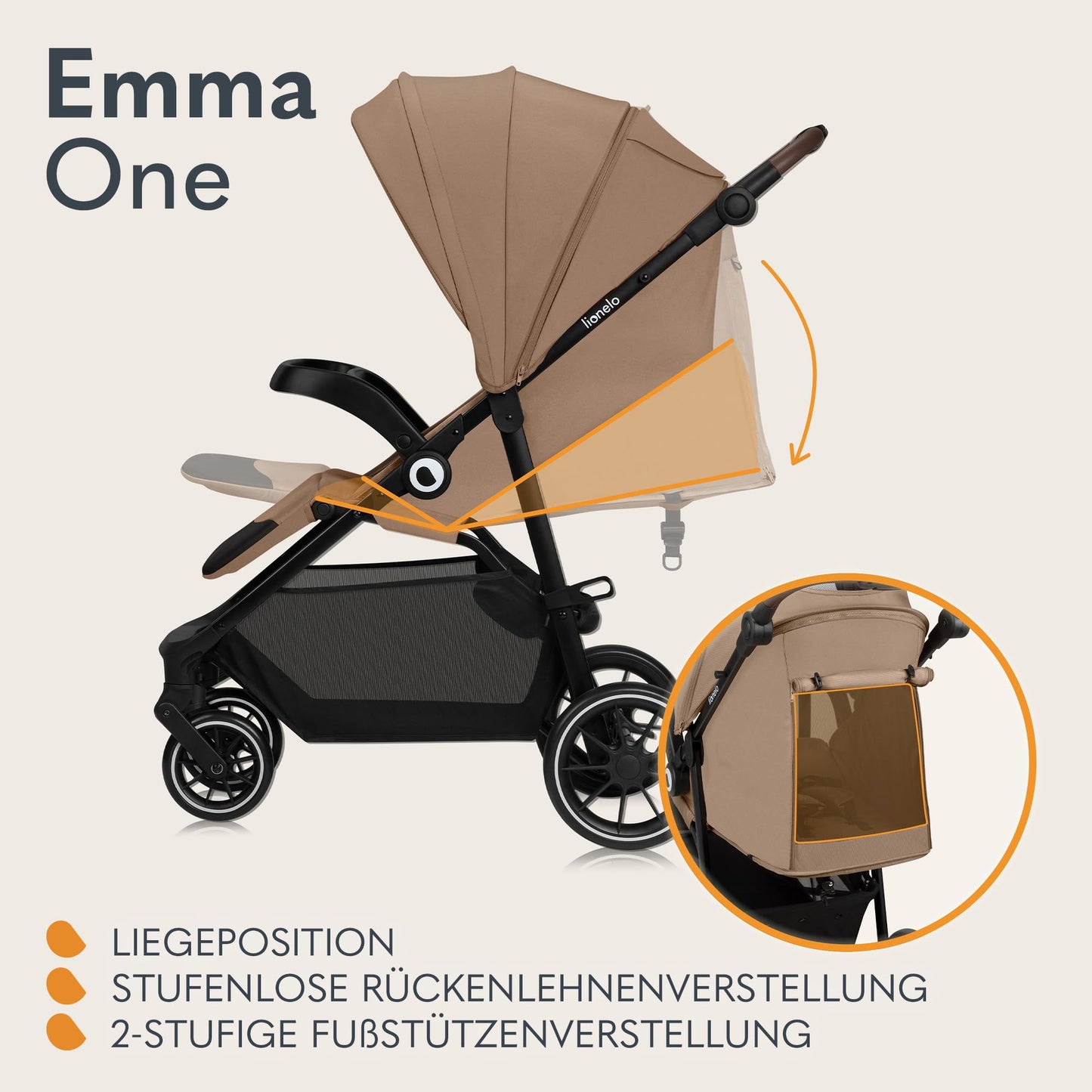 LIONELO Emma Plus Kinderwagen bis zu 15 kg, Kindersportwagen, leicht modern klein Buggy mit Liegeposition, zusammenklappbar, große Räder, großer Korb, Tasche Vivid Turkus
