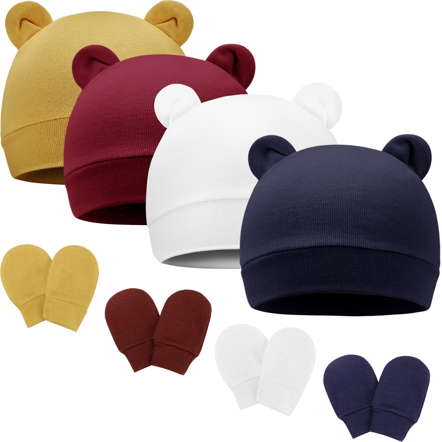 DRESHOW Neugeborenes Baby Mütze Hut und Handschuhe Set Beanie Bekleidung Unisex Infant Hut Kindergarten Mütze Baby Jungen Mädchen 0-6 Monate