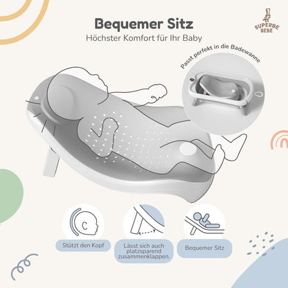 Faltbar Baby Badewanne Mit Rutschfestem Badewannensitz - Babywanne Xxl Mit Badethermometer - Von Der Geburt Bis 3 Jahre - Baby Bathtub - Babygeschenk - Geburtsgeschenke Für Mädchen & Jungen