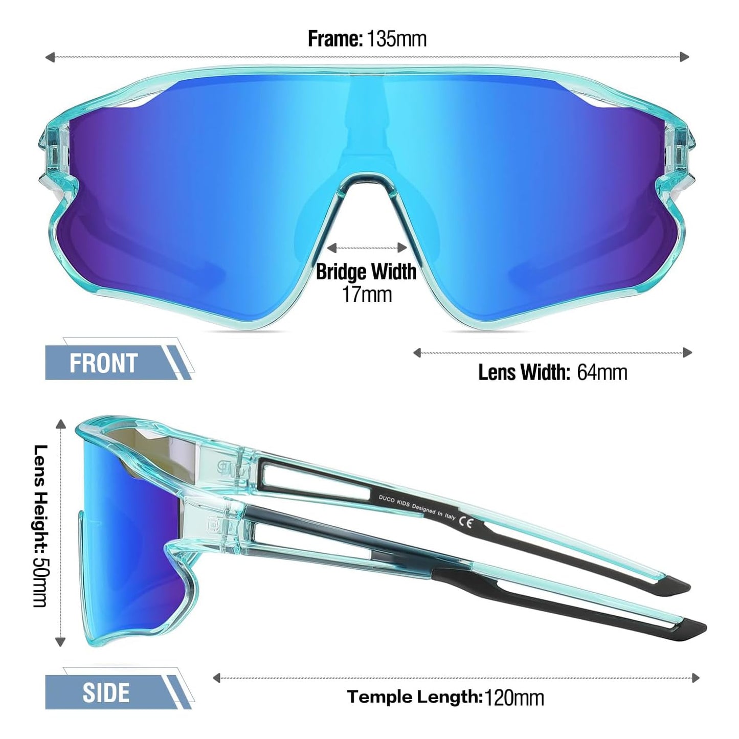 DUCO DK268 Children's Sunglasses Youth Baseball Sunglasses Lightweight TR90 Frame UV400 Sports Cycling Sunglasses for Boys Girls