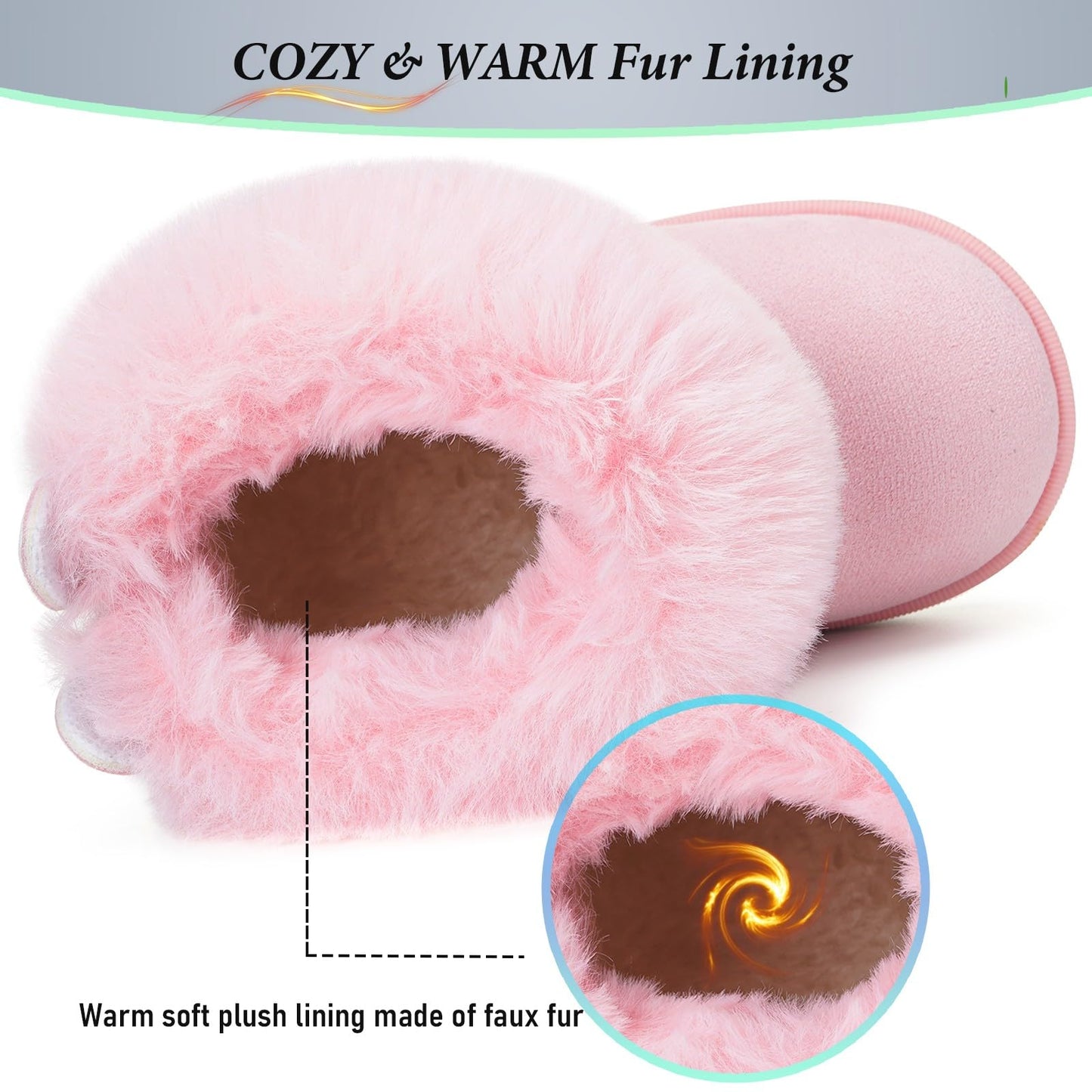 Gaatpot Baby Boots, Girls' Boots, Winter Shoes, Snow Boots, Children's Slip-On Boots, Warm Plush Lined, Comfortable, Rabbit Ears, Shoes, EU 20-29