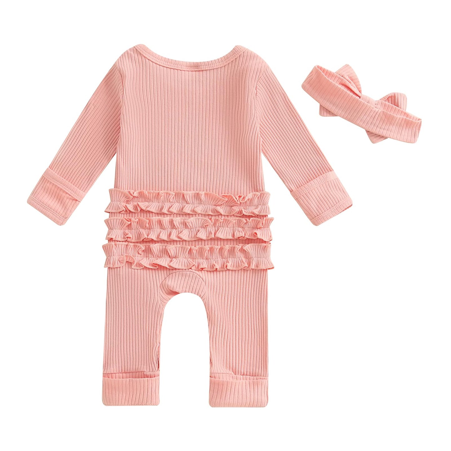 Geagodelia Baby Girl Romper + Headband Newborn Clothing Outfit Jumpsuit Baby Clothes Soft Baby Romper 