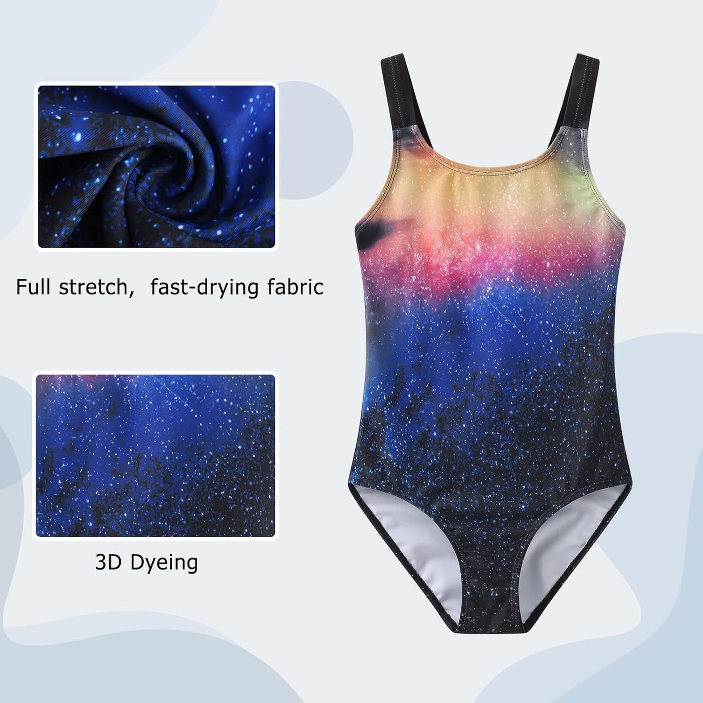 Swimsuit Girls Children One-Piece Swimwear Girls Teenagers Hawaii Elastic Wide Straps Swimsuit 110-164 / 6-16 Years