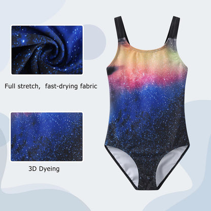 Swimsuit Girls Children One-Piece Swimwear Girls Teenagers Hawaii Elastic Wide Straps Swimsuit 110-164 / 6-16 Years