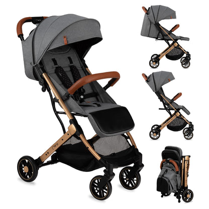 MoMi ESTELLE Reise Buggy Klein Zusammenklappbar - Kinderwagen Klappbar für Kinder bis 15kg ab 6 Monaten - Reisebuggy mit Liegefunktion - Kinderbuggy Leicht 7,5kg - 5-Punkt-Sicherheitsgurt