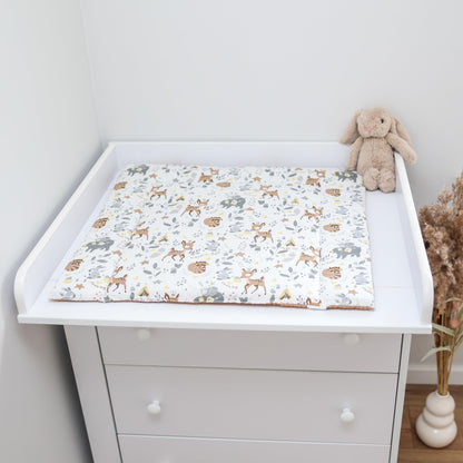 Wickelauflage Wickelunterlage aus Baumwolle 75x72 cm - Weich und waschbar Wickelunterlage für Babys Wickelmatte aus Stoff für Wickeltisch Wickelkommode oder Waschmaschine 75 x 72 Wilde Rose
