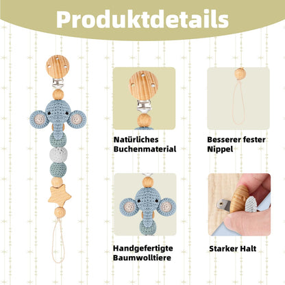 2 Stück Handgemachte Tier Design Schnullerkette Cup Catcher BPA-frei Sicherheitsgurt für Verstellbarer Kinderwagenkette zum Aufhängen von Trinkbecher Halteriemen für Kinderwagen