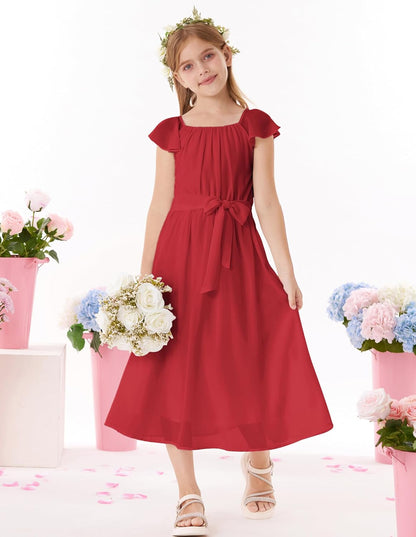 GRACE KARIN Mädchen Sommerkleid Elegantes Chiffon Prinzessinnen Langkleid Hochzeitsgast Abendkleid für Teenager-Mädchen 5-14 Jahre