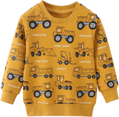MUJOQE Jungen Sweatshirt Baumwolle Pullover Kinder Warme Langarm Shirt Activewear Tops 1-7 Jahre
