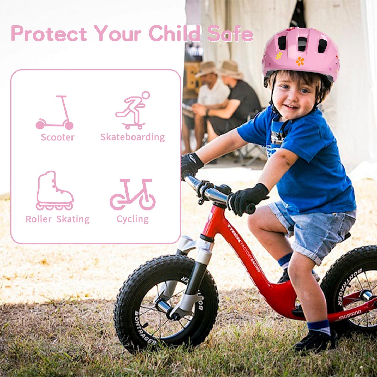 FAYDUDU Toddler Helmet Children's Bicycle Helmet Baby Multi-Sport Adjustable Helmet Sports Helmet Cycling Bicycle Scooter Skateboard Helmet Lightweight for Children Boys Girls from 2-8 Years Old