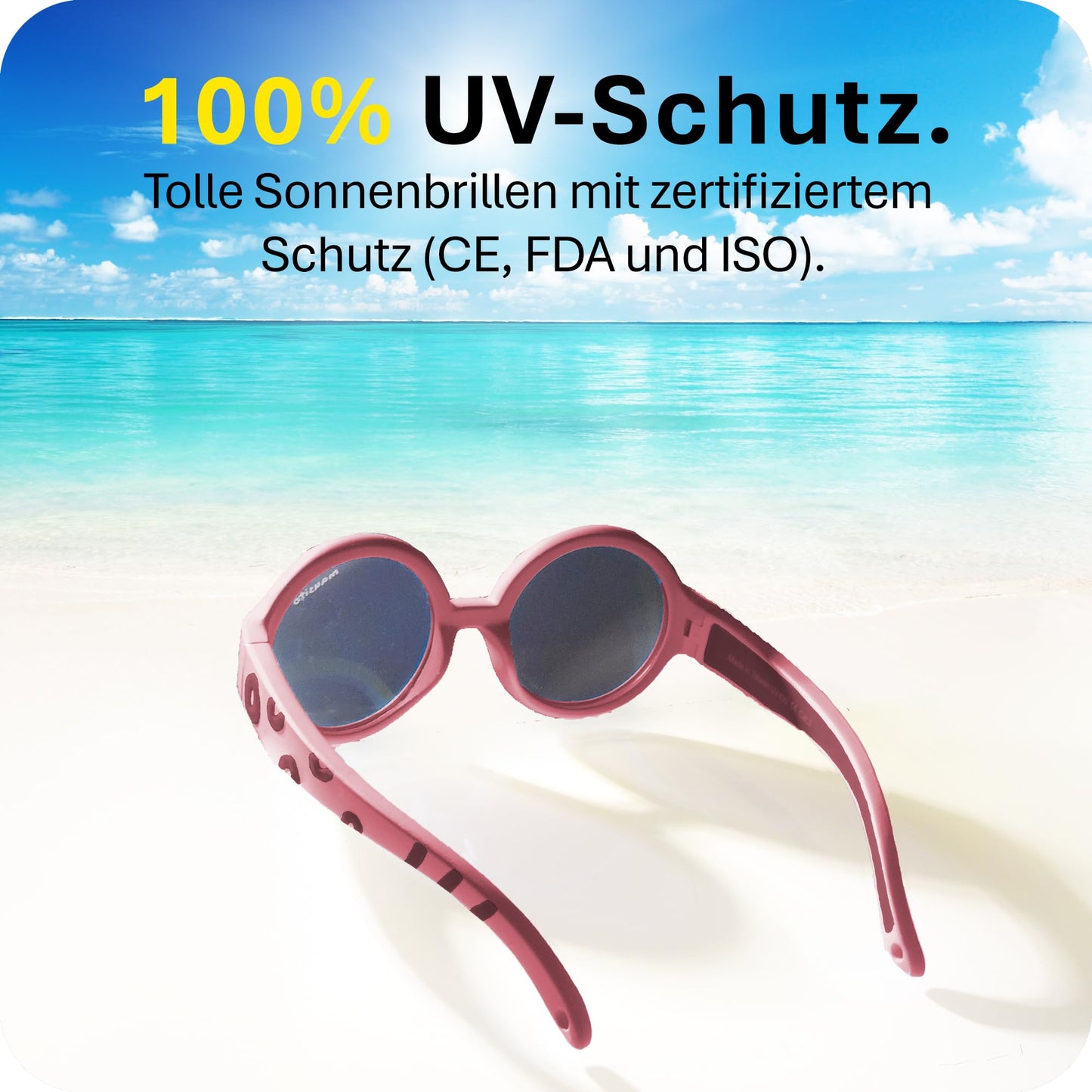 Mausito Sonnenbrille Kinder 6-24 Monate & 2-5 Jahre | VERGLEICHSSIEGER Kindersonnenbrille 100% UV-Schutz | BIEGSAM | Schadstofffreie Kindersonnenbrillen mit Band | Europäisches Design für Kinder